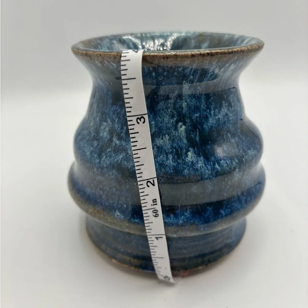 Glazed Blue Pottery Accent Vase or pencil holder